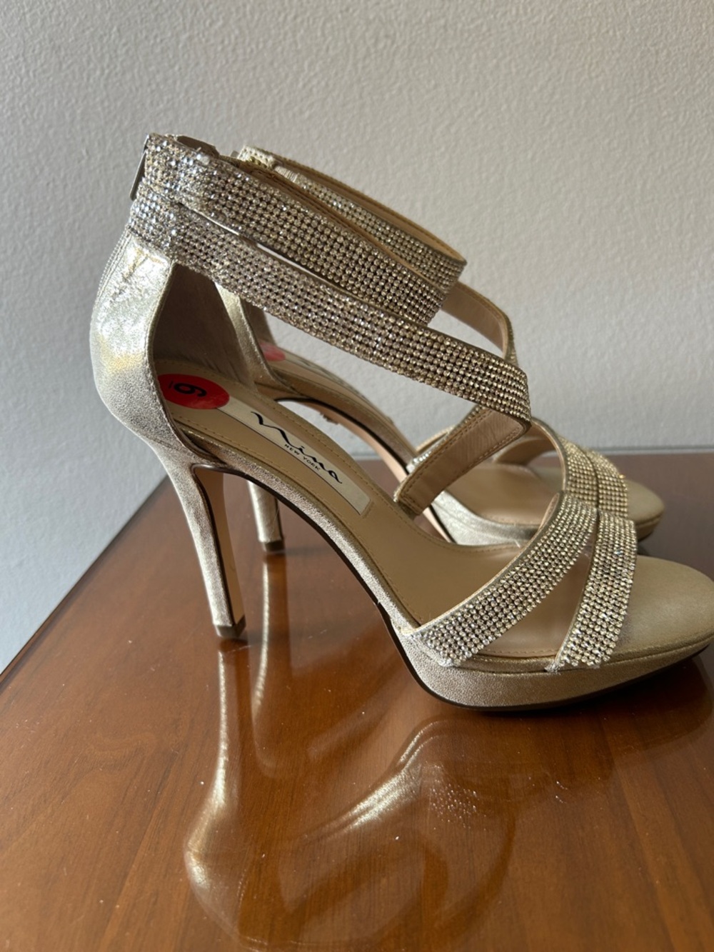 Nina Gold Rhinestone Heels - Picture 4 of 7
